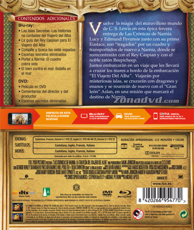 carátula Las Crónicas de Narnia: La Travesía del Viajero del Alba portada 3