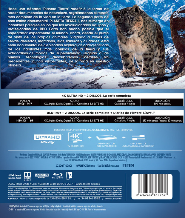 Planet Earth 2 Ultra Hd Blu Ray Carátula de Planeta Tierra II Ultra HD Blu-ray