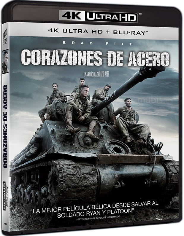carátula Corazones de Acero Ultra HD Blu-ray 1