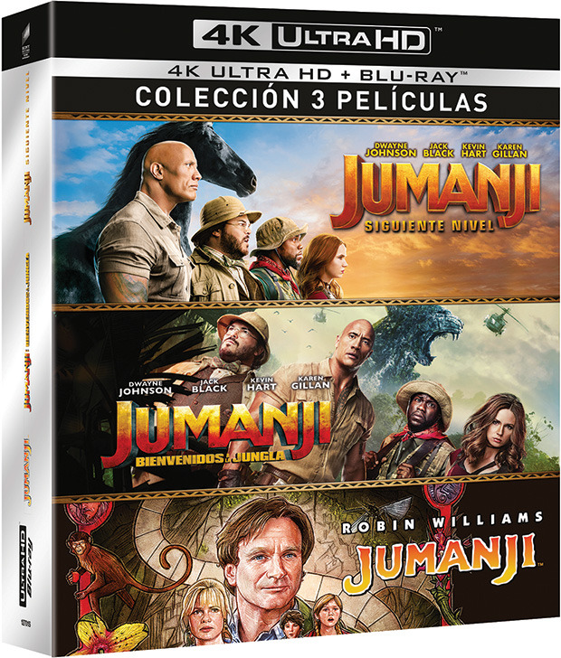 carátula Pack Jumanji + Jumanji: Bienvenidos a la Jungla + Jumanji: Siguiente Nivel Ultra HD Blu-ray 1