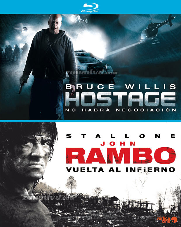 carátula Pack Hostage + John Rambo Blu-ray 1