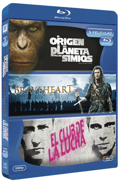 carátula Pack El Origen del Planeta de los Simios + Braveheart + El Club de la Lucha Blu-ray 1