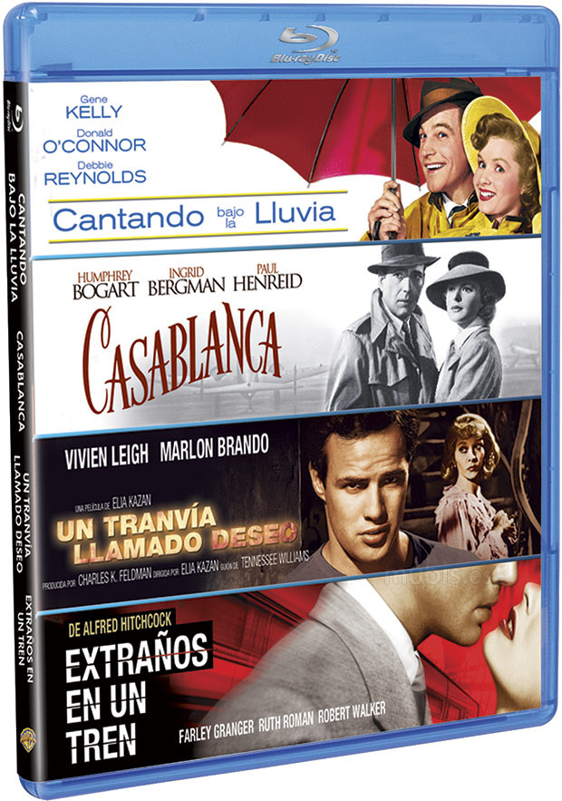carátula Pack Cantando Bajo la Lluvia + Casablanca + Un Tranvía llamado Deseo + Extraños en un Tren Blu-ray 1
