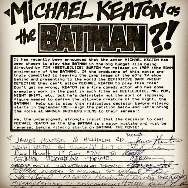 Antigua peticion para que Michael Keaton no fuera Batman