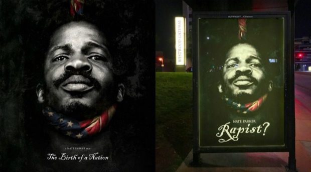 Un artista callejero vandaliza los posters de Birth of a Nation