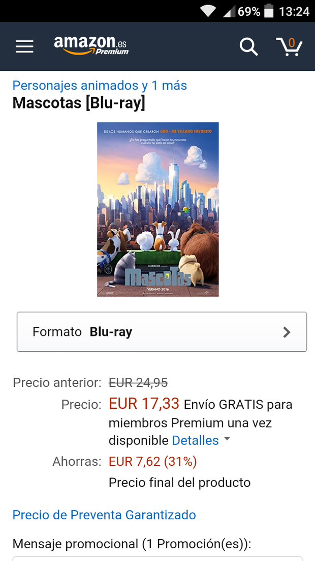 Bajada de precio Mascotas Blu-ray en Amazon.es
