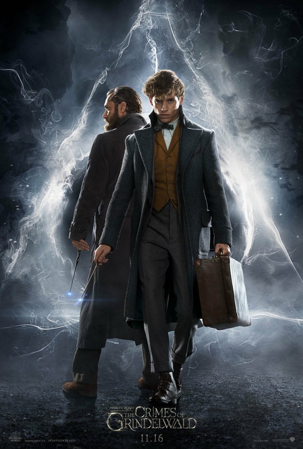 Poster de los Crimenes de Grindelwald con Newt Scamander y Albus Dumbledore
