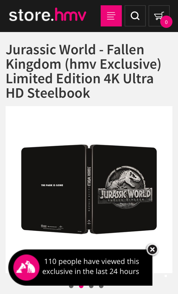 Nuevo steelbook Jurassic World Fallen Kingdom exclusivo hmv 