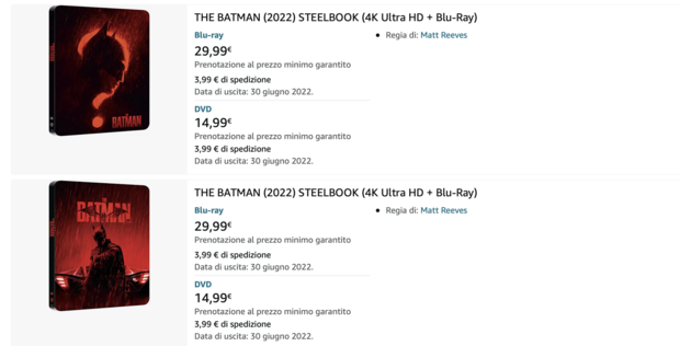 Diseños Steelbook The Batman vistos en Amazon.it