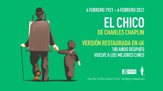 Cartel del reestreno de 'El Chico', de Chaplin
