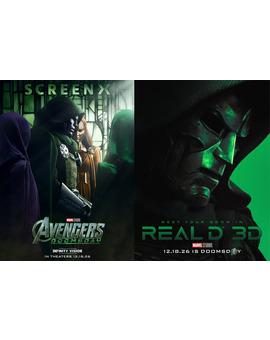 Nuevos posters de Vengadores Doomsday centrados en Doom para ScreenX y RealD 3D (2/3).