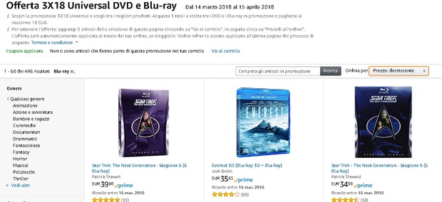 Amazon España: esto SÍ es una oferta (Amazon Italia: 3x18 euros)