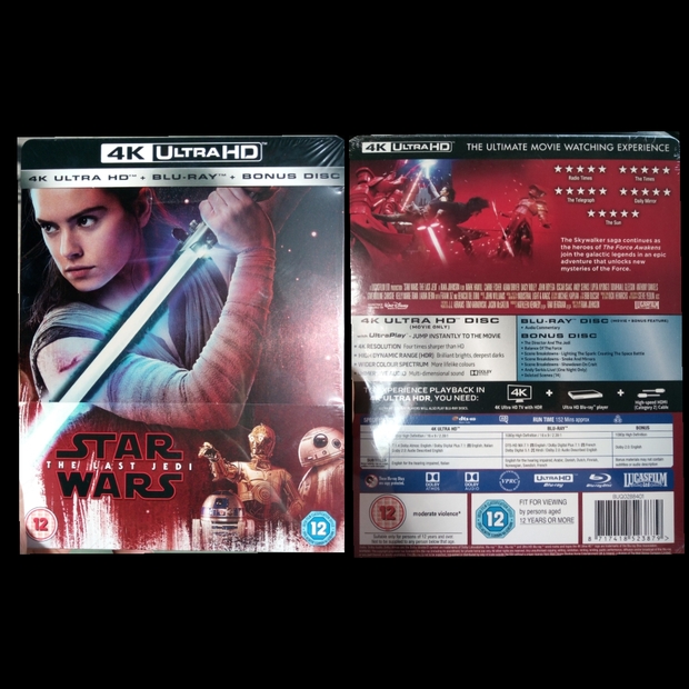 Steelbook 4K Star Wars Los Últimos Jedi, de Reino Unido