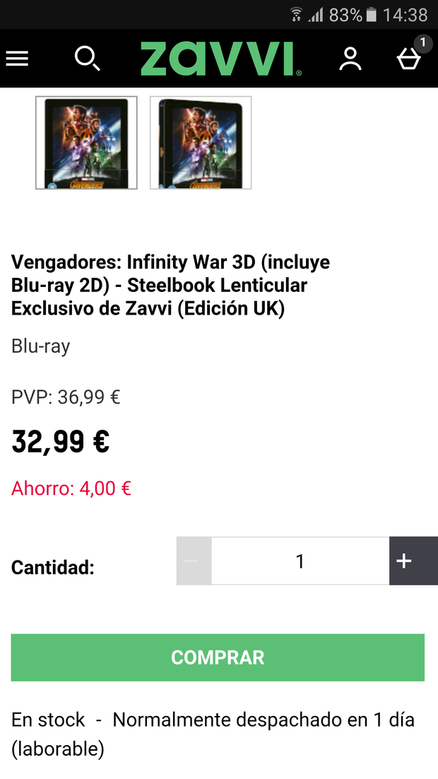disponible steelbook infinity war zavvi