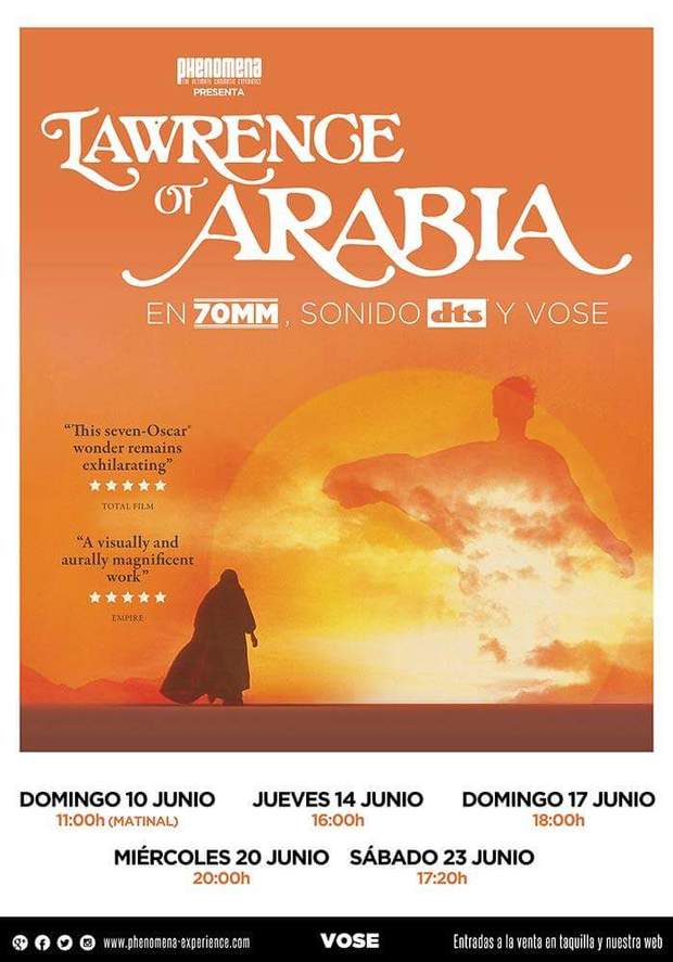 Lawrence de Arabia a 70 mm este próximo mes de junio en Phenomena