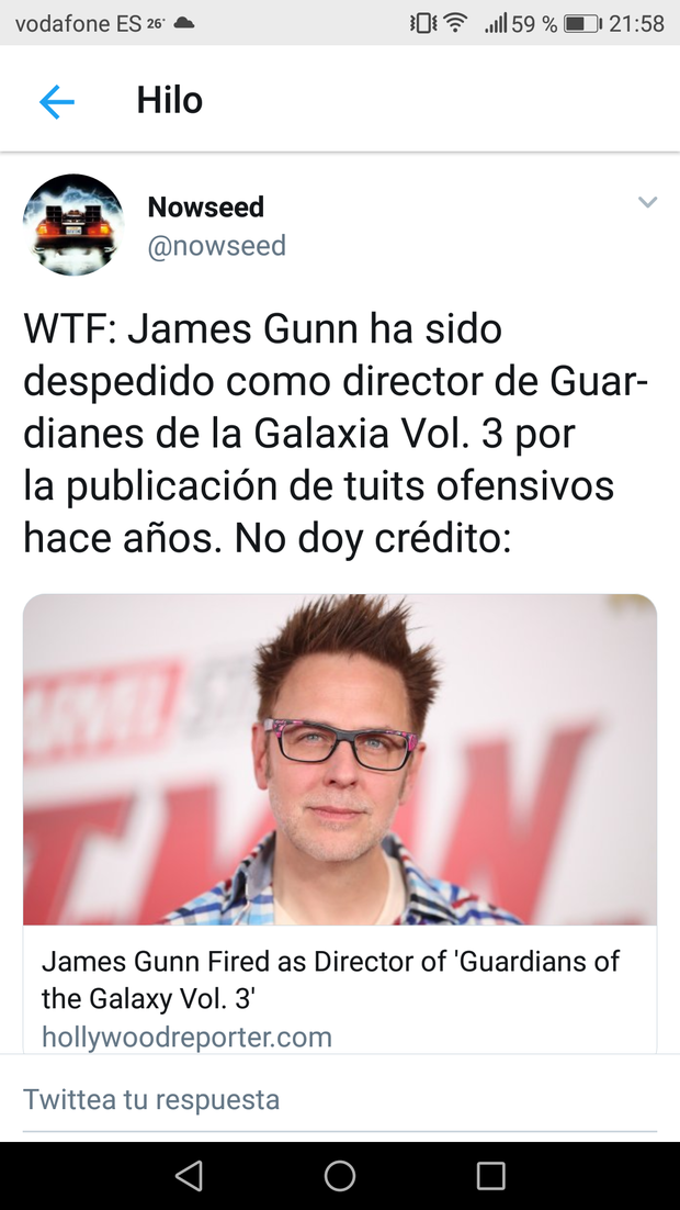 James Gunn despedido como director de Guardianes de la galaxia 3