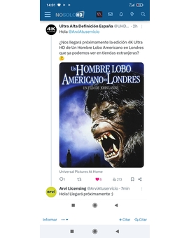 Un hombre lobo americano en Londres. Próximamente en 4K