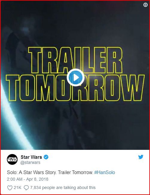 Mañana nuevo trailer para Han Solo