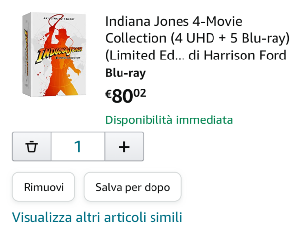 Steels 4k de Indiana Jones en Amazon Italia