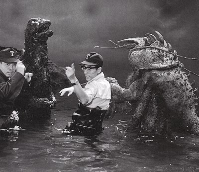Preparacion de una secuencia de acción en "Los Monstruos del Mar, AKA Godzilla vs. Ebirah"
