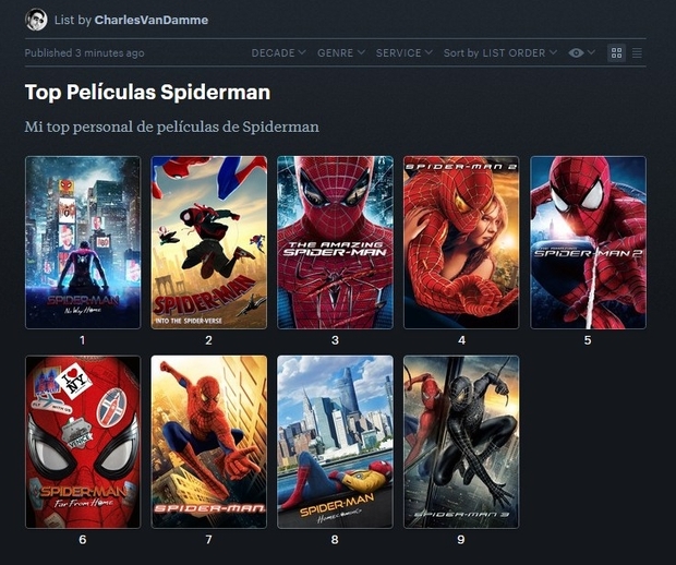 Así queda mi top de películas de Spiderman