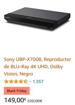 Reproductor 4K Sony UBP-X700B rebajado!!