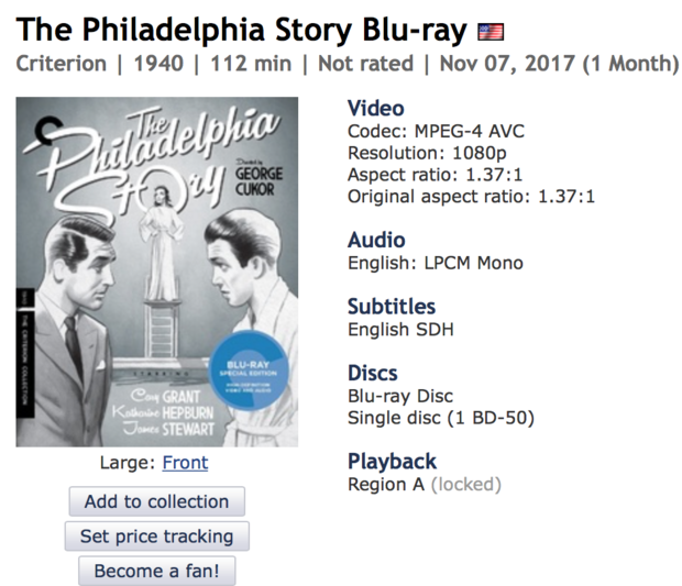 "Historias de Filadelfia", blu ray en Noviembre por criterion