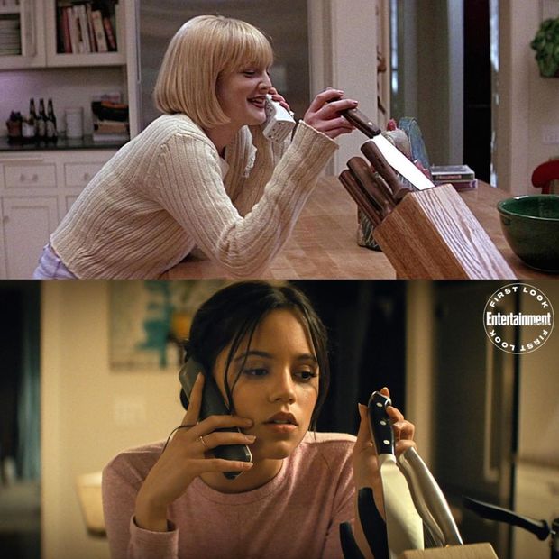 Drew Barrymore Scream 1996 y Jenna Ortega Scream 2022.Coincidencias.