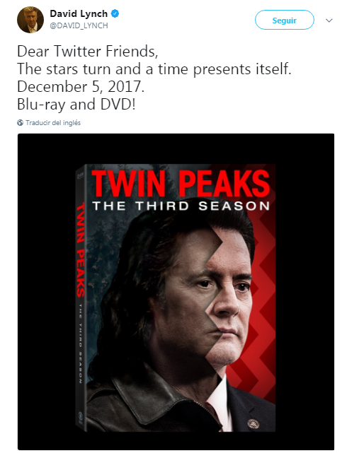 Lynch anuncia 'Twin Peaks' (2017) en BD/DVD