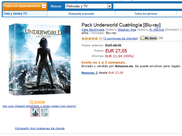 Colección Underworld por 27,05€ en Amazon.es