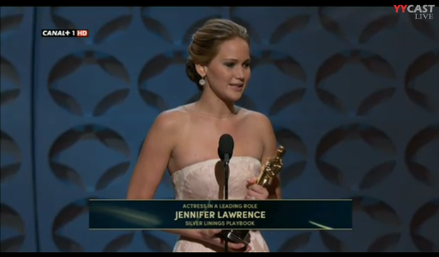 Mejor actriz protagonista a Jennifer Lawrence por El lado bueno de las cosas