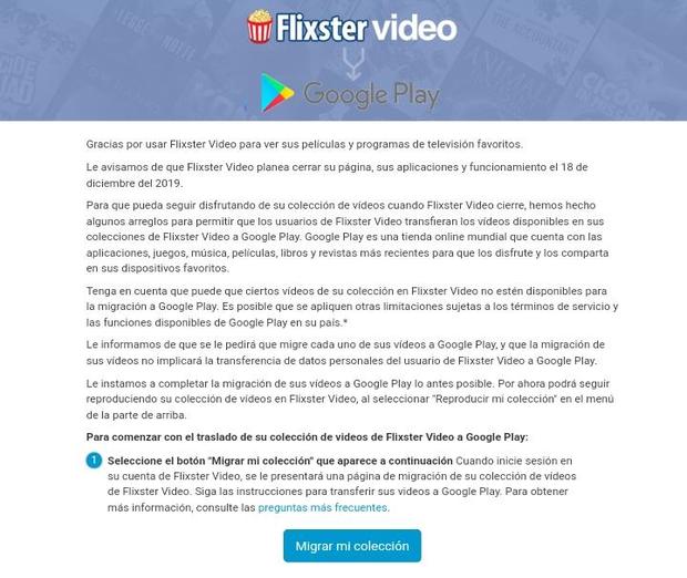 Migracion de peliculas de FLIXSTER video a GOOGLE Play