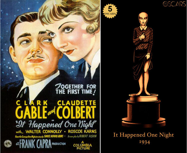 1934 It Happened One Night, ganadora del Oscar a Mejor Película y diseño de la estatuilla por el dibujante Olly Moss