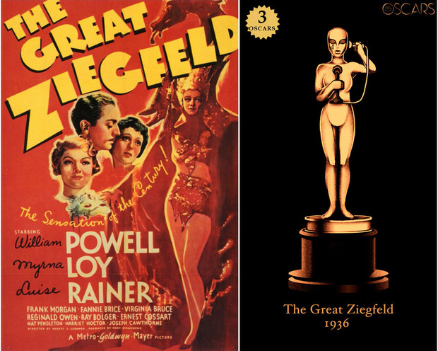 1936 The Great Ziegfeld, ganadora del Oscar a Mejor Película y diseño de la estatuilla por el dibujante Olly Moss