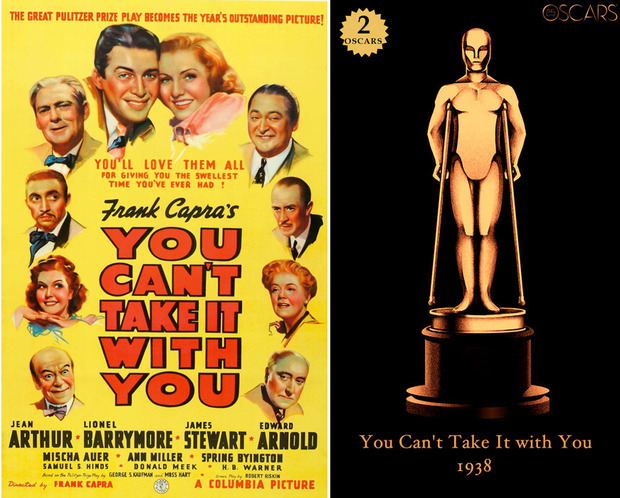 1938 You Can't Take it With You, ganadora del Oscar a Mejor Película y diseño de la estatuilla por el dibujante Olly Moss