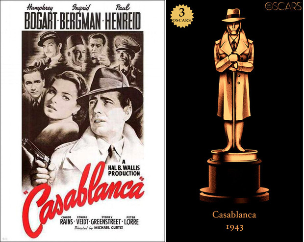 1943 Casablanca, ganadora del Oscar a Mejor Película y diseño de la estatuilla por el dibujante Olly Moss