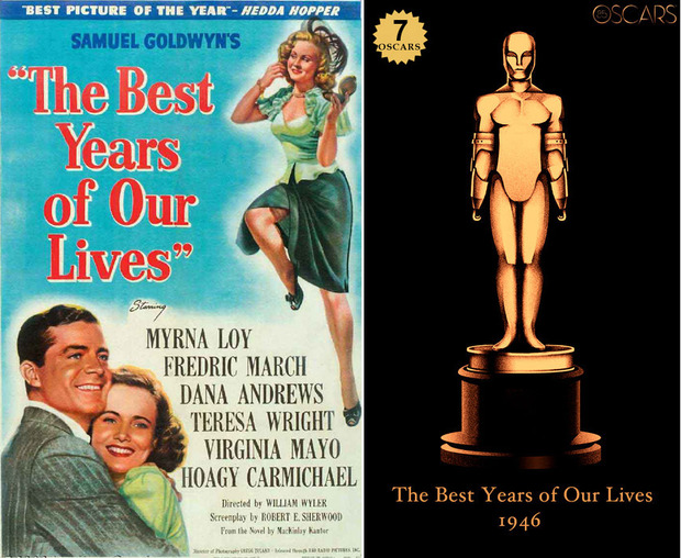 1946 The Best Years of Our Lives, ganadora del Oscar a Mejor Película y diseño de la estatuilla por el dibujante Olly Moss