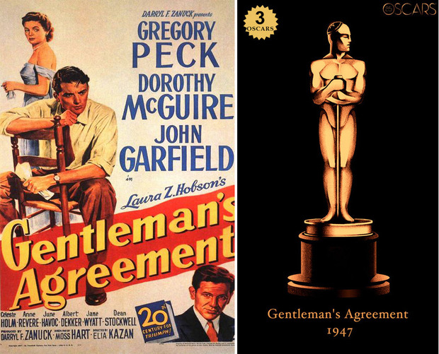 1947 Gentleman's Agreement, ganadora del Oscar a Mejor Película y diseño de la estatuilla por el dibujante Olly Moss