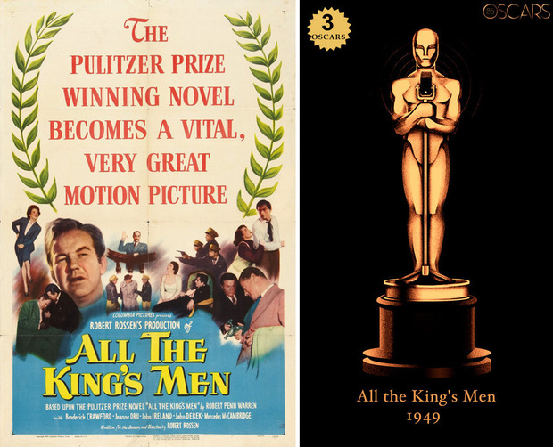 1949 All the King's Men, ganadora del Oscar a Mejor Película y diseño de la estatuilla por el dibujante Olly Moss