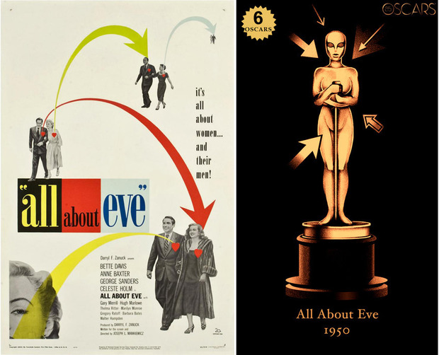1950 All About Eve, ganadora del Oscar a Mejor Película y diseño de la estatuilla por el dibujante Olly Moss