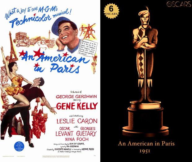 1951 An American in Paris, ganadora del Oscar a Mejor Película y diseño de la estatuilla por el dibujante Olly Moss