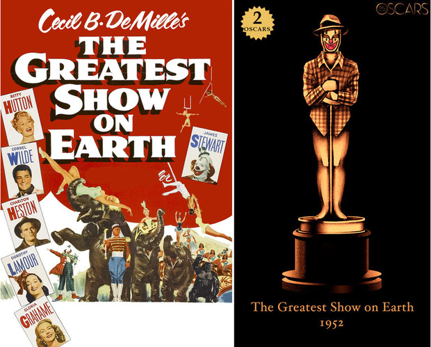1952 The Greatest Show on Earth, ganadora del Oscar a Mejor Película y diseño de la estatuilla por el dibujante Olly Moss