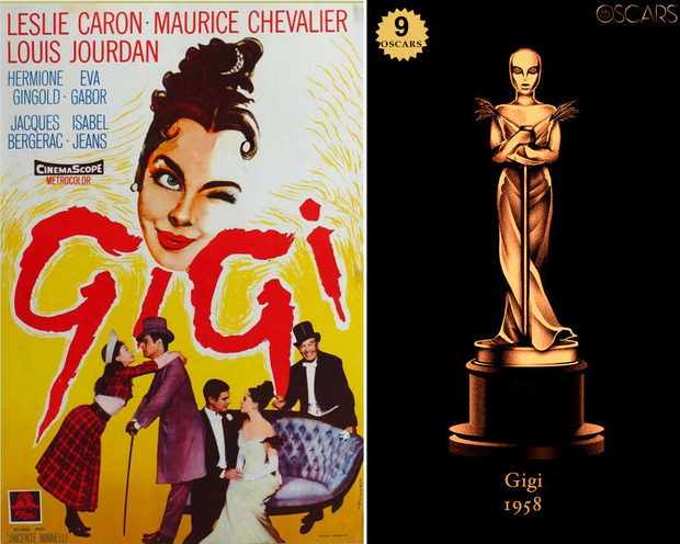 1958 Gigi, ganadora del Oscar a Mejor Película y diseño de la estatuilla por el dibujante Olly Moss
