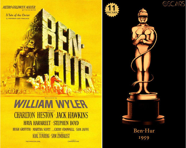 1959 Ben-Hur, ganadora del Oscar a Mejor Película y diseño de la estatuilla por el dibujante Olly Moss