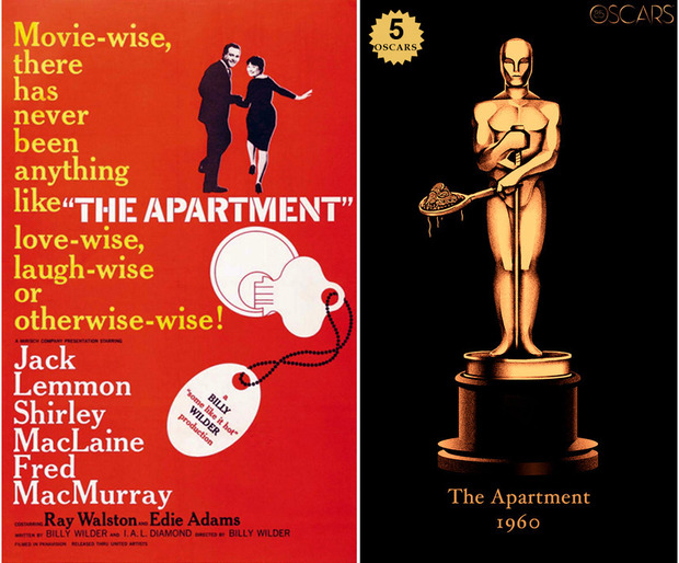 1960 The Apartment, ganadora del Oscar a Mejor Película y diseño de la estatuilla por el dibujante Olly Moss