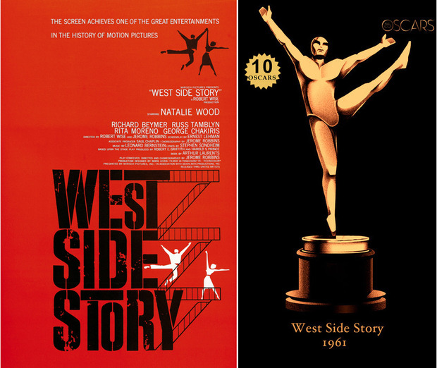 1961 West Side Story, ganadora del Oscar a Mejor Película y diseño de la estatuilla por el dibujante Olly Moss