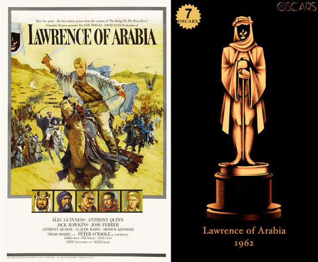 1962 Lawrence of Arabia, ganadora del Oscar a Mejor Película y diseño de la estatuilla por el dibujante Olly Moss