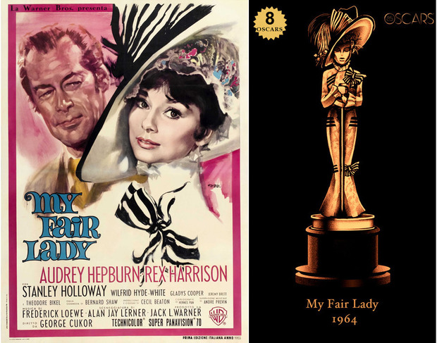 1964 My Fair Lady, ganadora del Oscar a Mejor Película y diseño de la estatuilla por el dibujante Olly Moss