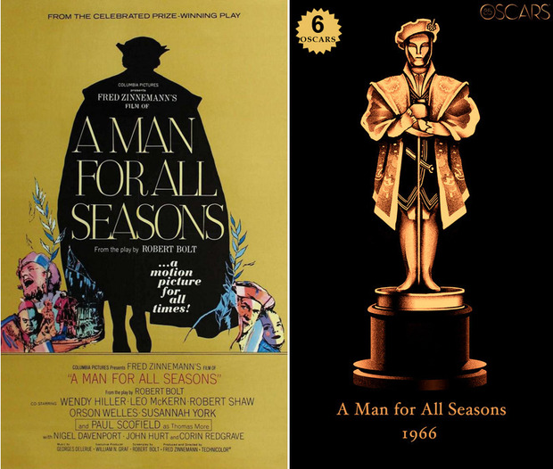 1966 A Man for All Seasons, ganadora del Oscar a Mejor Película y diseño de la estatuilla por el dibujante Olly Moss