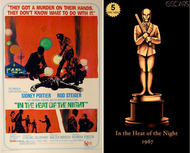 1967 In the Heat of the Night, ganadora del Oscar a Mejor Película y diseño de la estatuilla por el dibujante Olly Moss